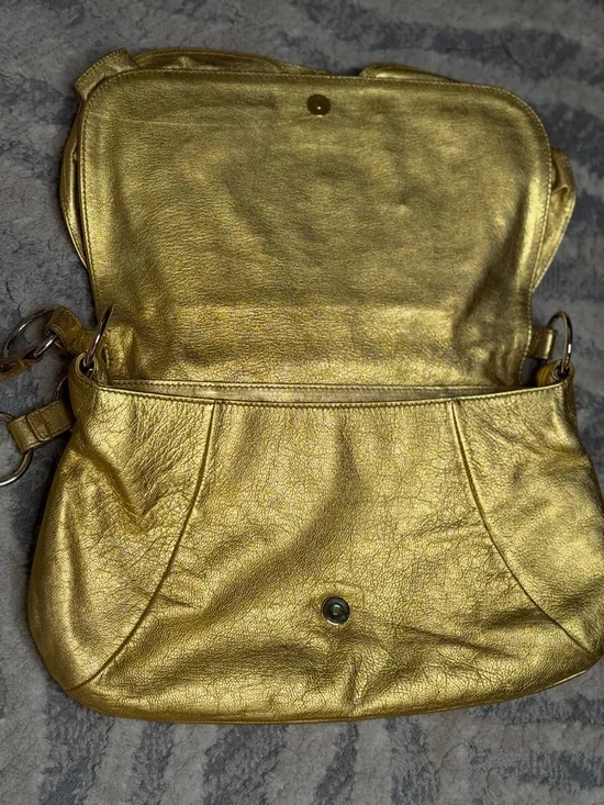 YSL Gold Floral Applique Shoulder Bag Y2K Vintage - Picture 4 of 11